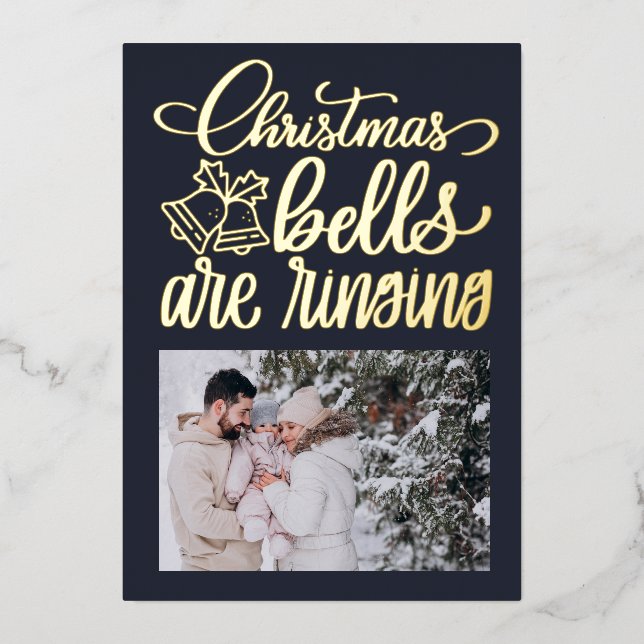 Modern Christmas Bells are Ringing Photo Foil  (Front)