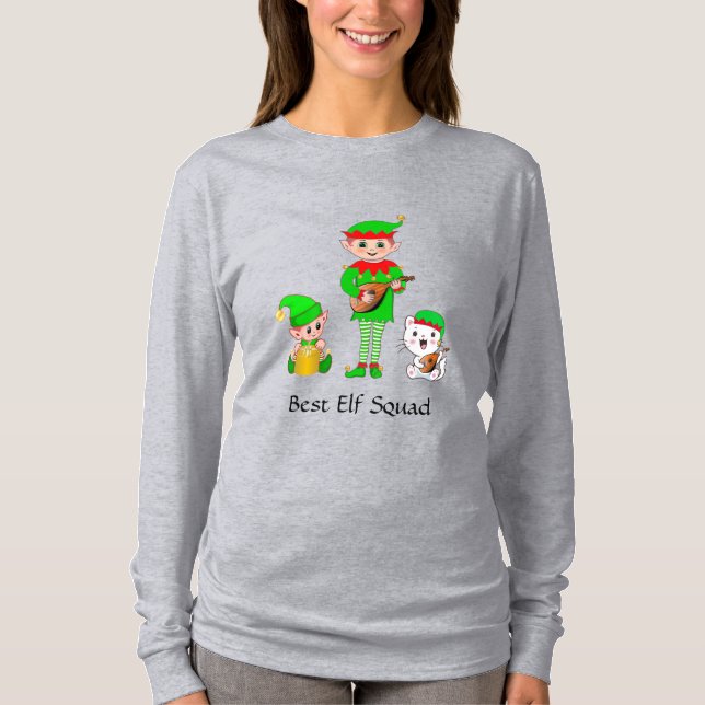 Modern Christmas Best Elf Squad T-Shirt (Front)