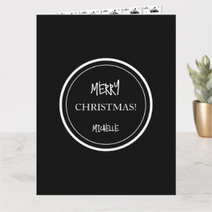 Modern Christmas Black and White Personalised Card