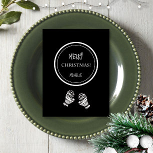 Modern Christmas Black and White Personalised Card