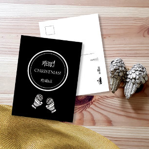 Modern Christmas Black and White Personalised Postcard