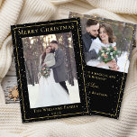 Modern Christmas Black Gold Snowfall 2 Photo Holiday Card<br><div class="desc">Modern Christmas Black Gold Snowfall 2 Photo Holiday Card</div>