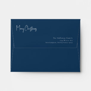 Modern Christmas Blue Card Envelope