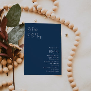 Modern Christmas   Blue Eat Drink And Be Merry Invitation