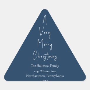 Modern Christmas Blue Triangle Envelope Seals