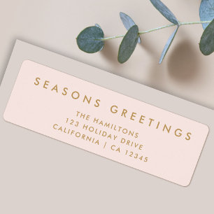 Modern Christmas Blush Pink and Gold Address