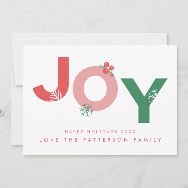 Modern Christmas Bold Script JOY Photo Holiday Card (Front)