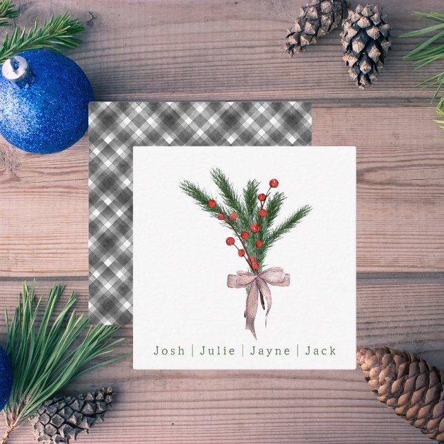 Modern Christmas Botanical Greenery  Card (Creator Uploaded)