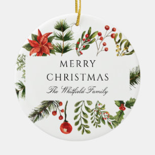 Modern Christmas Botanical Greenery Family Ceramic Tree Decoration