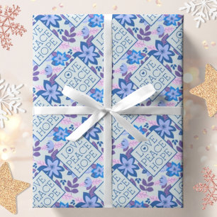 Modern Christmas Botanical Love Peace Hope Wrapping Paper