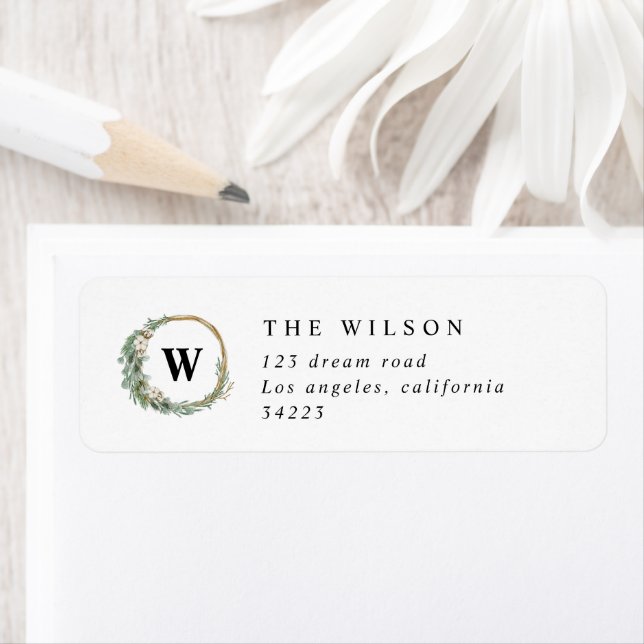 Modern Christmas botanical Return Address Label (Insitu)