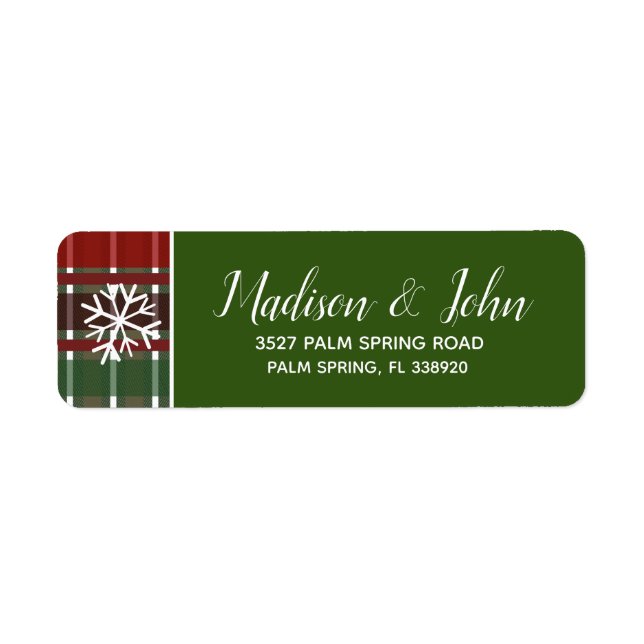 Modern Christmas Burgandy Plaid Snowflakes (Front)