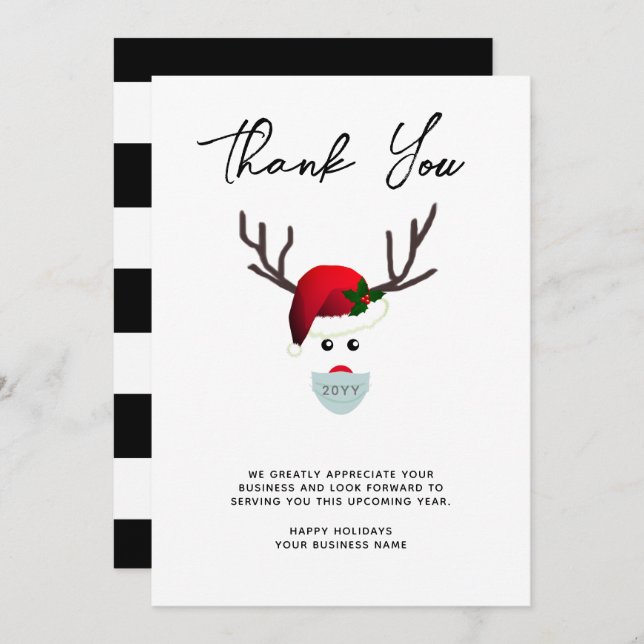 Modern Christmas Business Reindeer Non Photo Holiday Card (Front/Back)