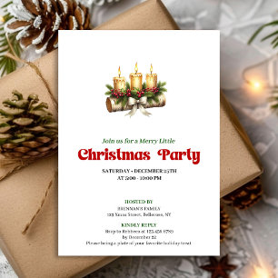 Modern Christmas candles invite pine holly style