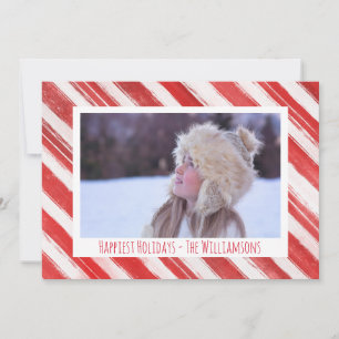Modern Christmas Candy Cane Stripe Holiday Photo Card