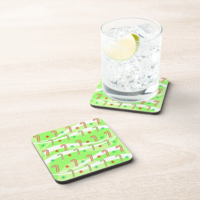 Modern Christmas Candy Canes Design Coaster (Right Side)