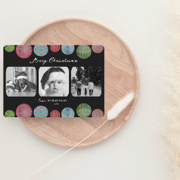 Modern Christmas Card | Ornament Triple-Photo