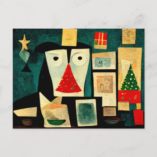Modern Christmas card with Christmas tree. (Front)