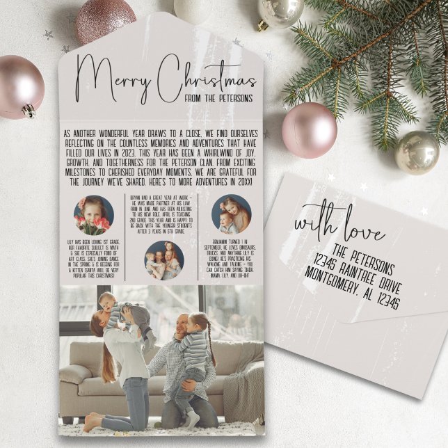 Modern Christmas Card Year in Review Newsletter (all in one tear away christmas card end of year newsletter year in review modern holiday photo card)