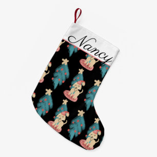 Modern Christmas Chalkboard Doodles   Dogs Small Christmas Stocking