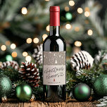 Modern Christmas Cheers Calligraphy Personalised  Wine Label<br><div class="desc">Modern Christmas greenery pattern with calligraphy "christmas cheers" and personalised with your name wine labels.</div>