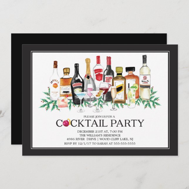 Modern Christmas Cocktail Party Invitation (Front/Back)