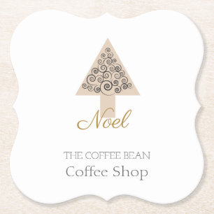 Modern Christmas Coffee Shop Business Branding Paper Coaster