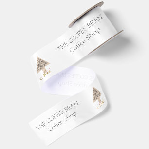 Modern Christmas Coffee Shop Business Branding Satin Ribbon