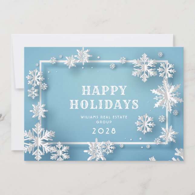 Modern Christmas Composition Corporate Greeting Holiday Card (Front)