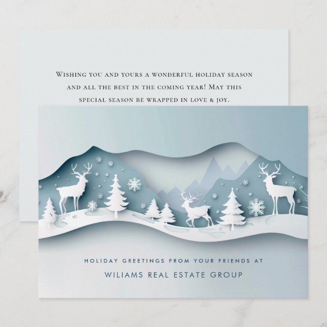 Modern Christmas Composition Corporate Greeting Holiday Card (Front/Back)