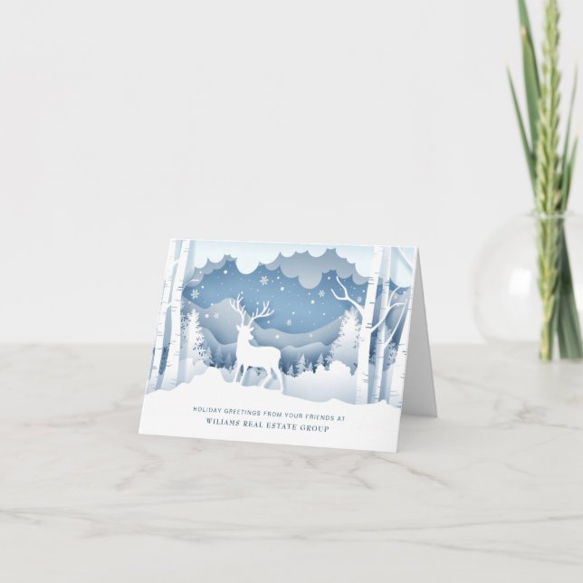 Modern Christmas Composition Corporate Greeting Holiday Card (Front)