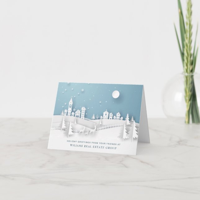 Modern Christmas Composition Corporate Greeting Holiday Card (Front)