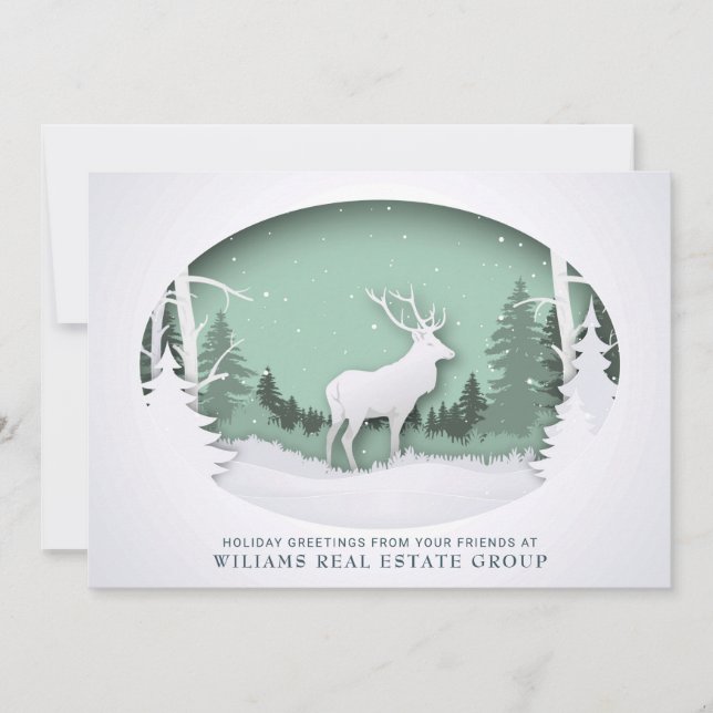 Modern Christmas Composition Corporate Greeting Holiday Card (Front)