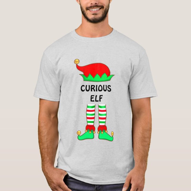 Modern Christmas Curious Elf T-Shirt (Front)
