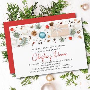 Modern Christmas Dinner Festive Winter Holidays Invitation