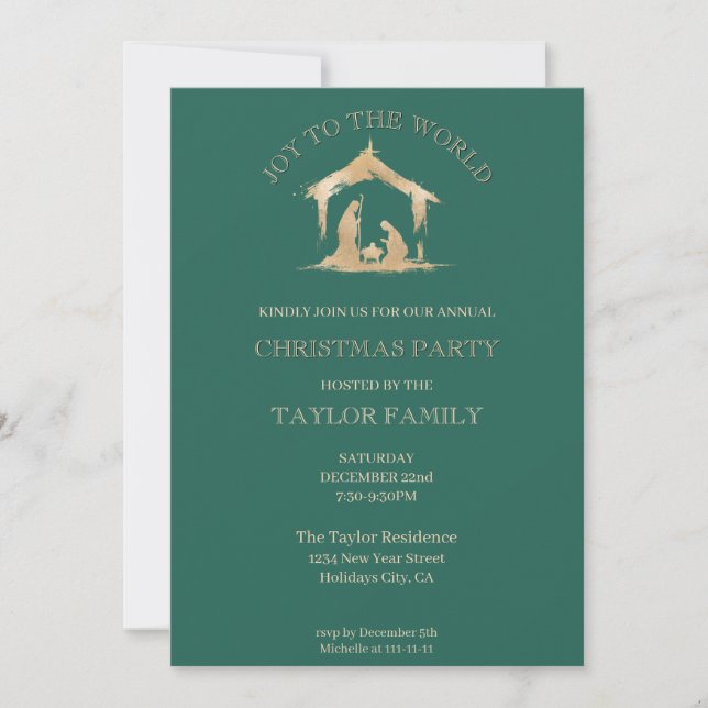 Modern Christmas Dinner Party Religious Nativity Holiday Card (Front)