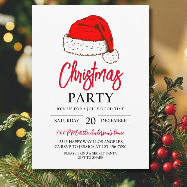 Modern Christmas Dinner Party Xmas Holiday Party Invitation (Creator Uploaded)