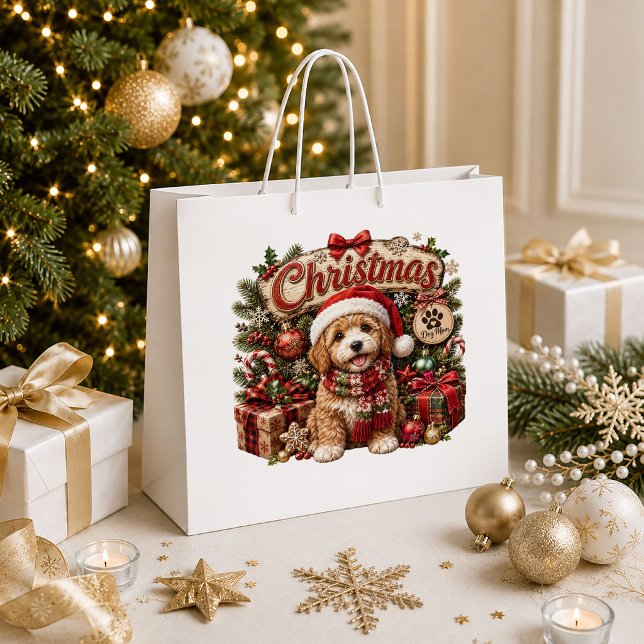Modern Christmas Dog Snowflake Holiday Gift Bag (Modern Christmas Dog Snowflake Holiday Gift Bag

)