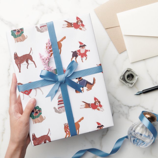 Modern Christmas Dogs Pattern Wrapping Paper (Gifting)