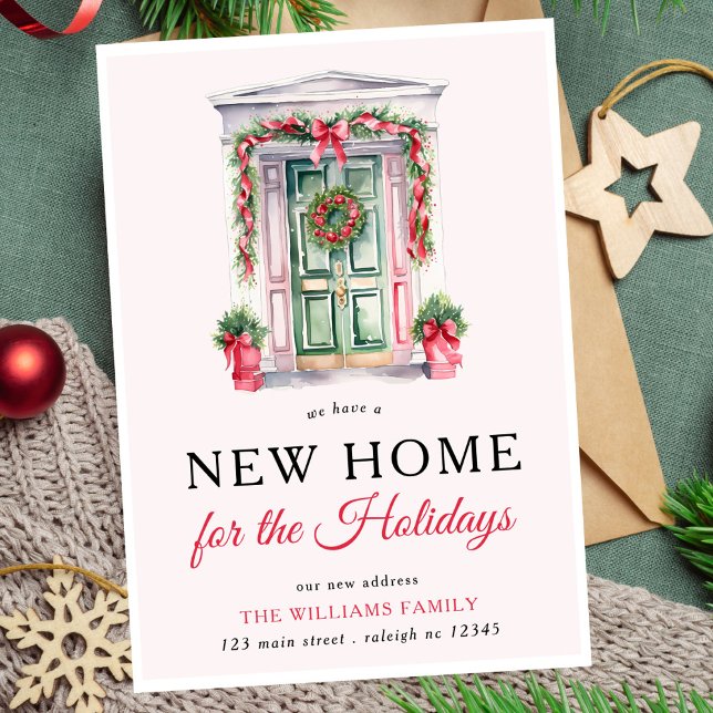 Modern  Christmas Door New Home  oliday Moving Announcement (Creator Uploaded)