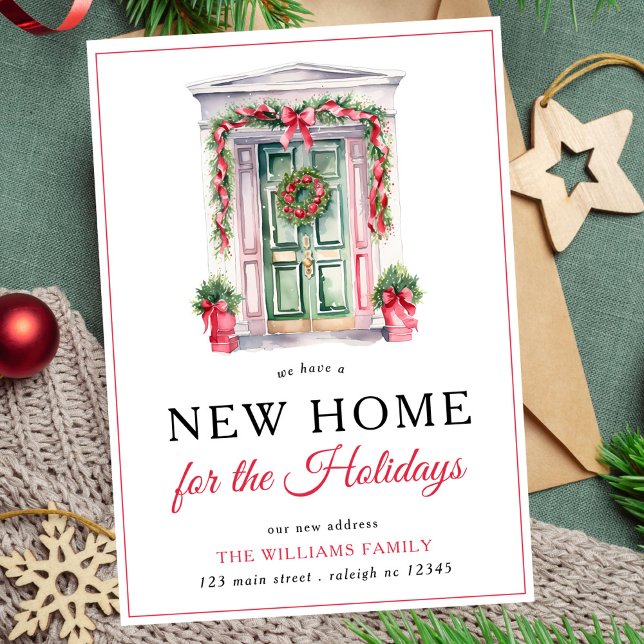 Modern  Christmas Door New Home  oliday Moving Announcement (Creator Uploaded)