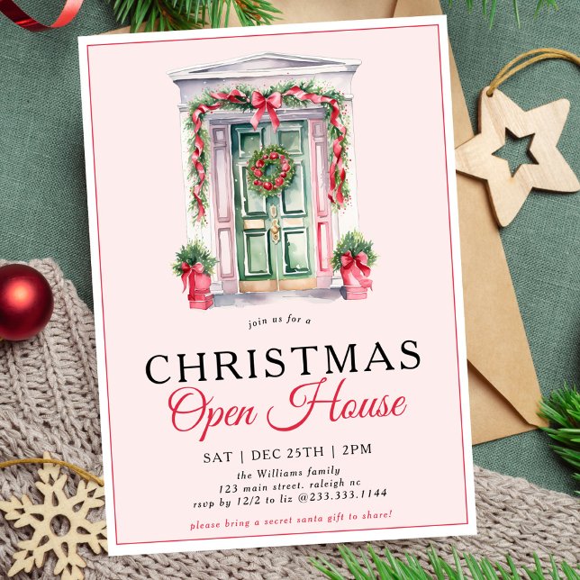 Modern Christmas Door Open House Party Invitation (Creator Uploaded)