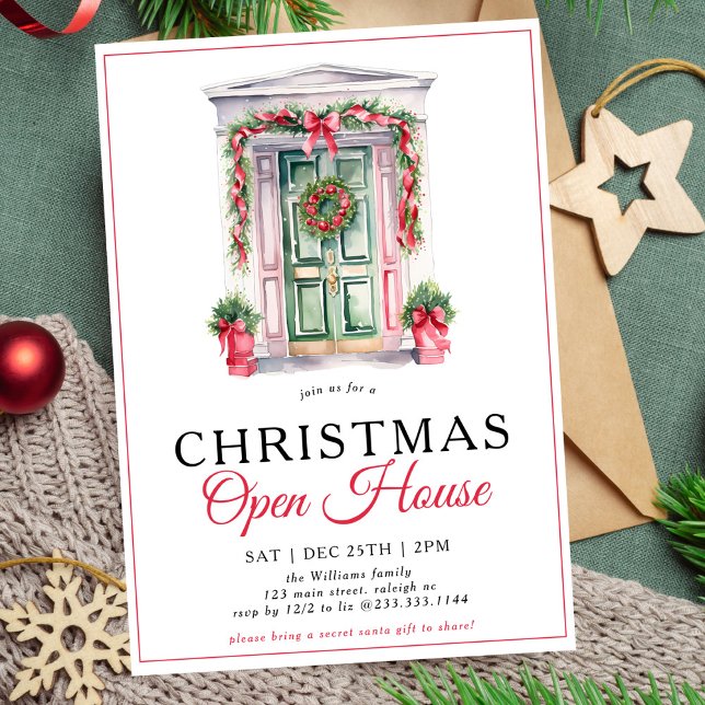 Modern Christmas Door Open House Party Invitation (Creator Uploaded)