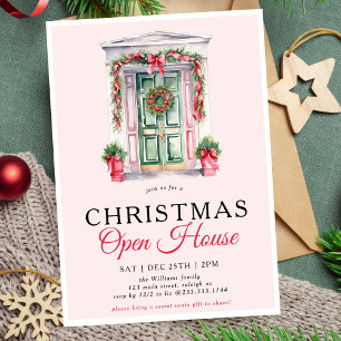 Modern Christmas Door Open House Party Invitation