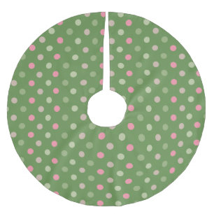 Modern Christmas Dots - Green Brushed Polyester Tree Skirt