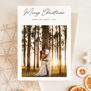 Modern Christmas   Elegant Boho Simple Photo Holiday Card