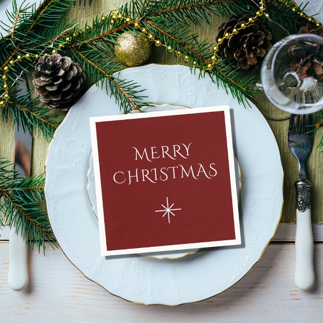 Modern Christmas Elegant Typography Red  Napkin (Creator Uploaded)