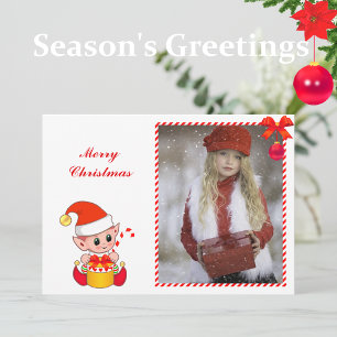 Modern Christmas Elf & Custom Photo