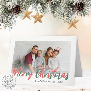 Modern Christmas Faded Photo  Holiday Card