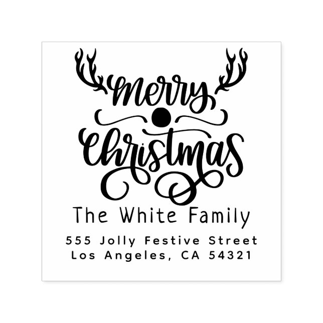 Modern Christmas Family Name Return Address Self-inking Stamp (Design)